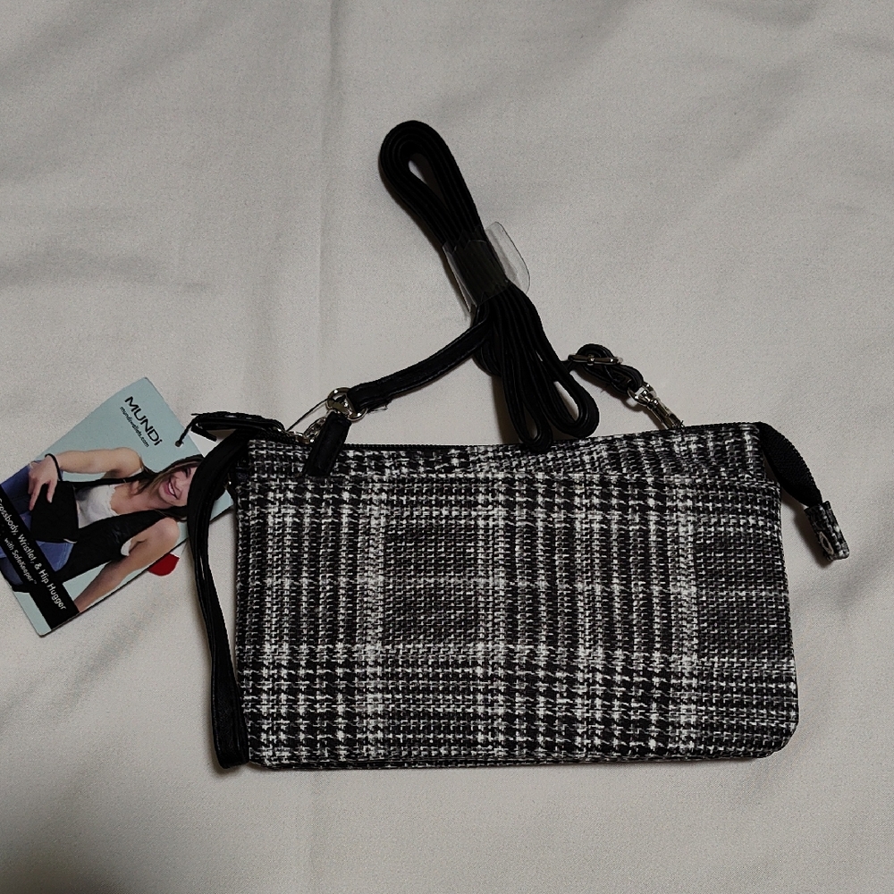 Mundi Black and White Plaid Clutch